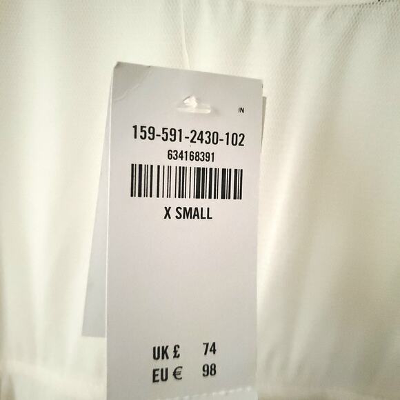 Y2K 90s Abercrombie Fitch Slip Dress XS Ivory Mesh Silver Bead Party NEW - Picture 6 of 12